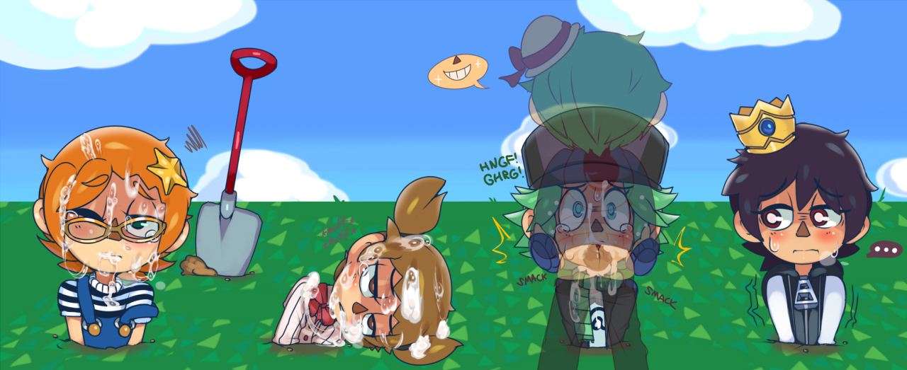 animal crossing, animal crossing boy, animal crossing girl, balls, black hair, blush, bondage, bound, brown hair, captain kirb, crown, cum, cum in mouth, cum on face, fellatio, female, forced, green hair, male, nintendo, only player, oral, orange hair, penis, pigtails, straight, stuck, tagme, villager (animal crossing)