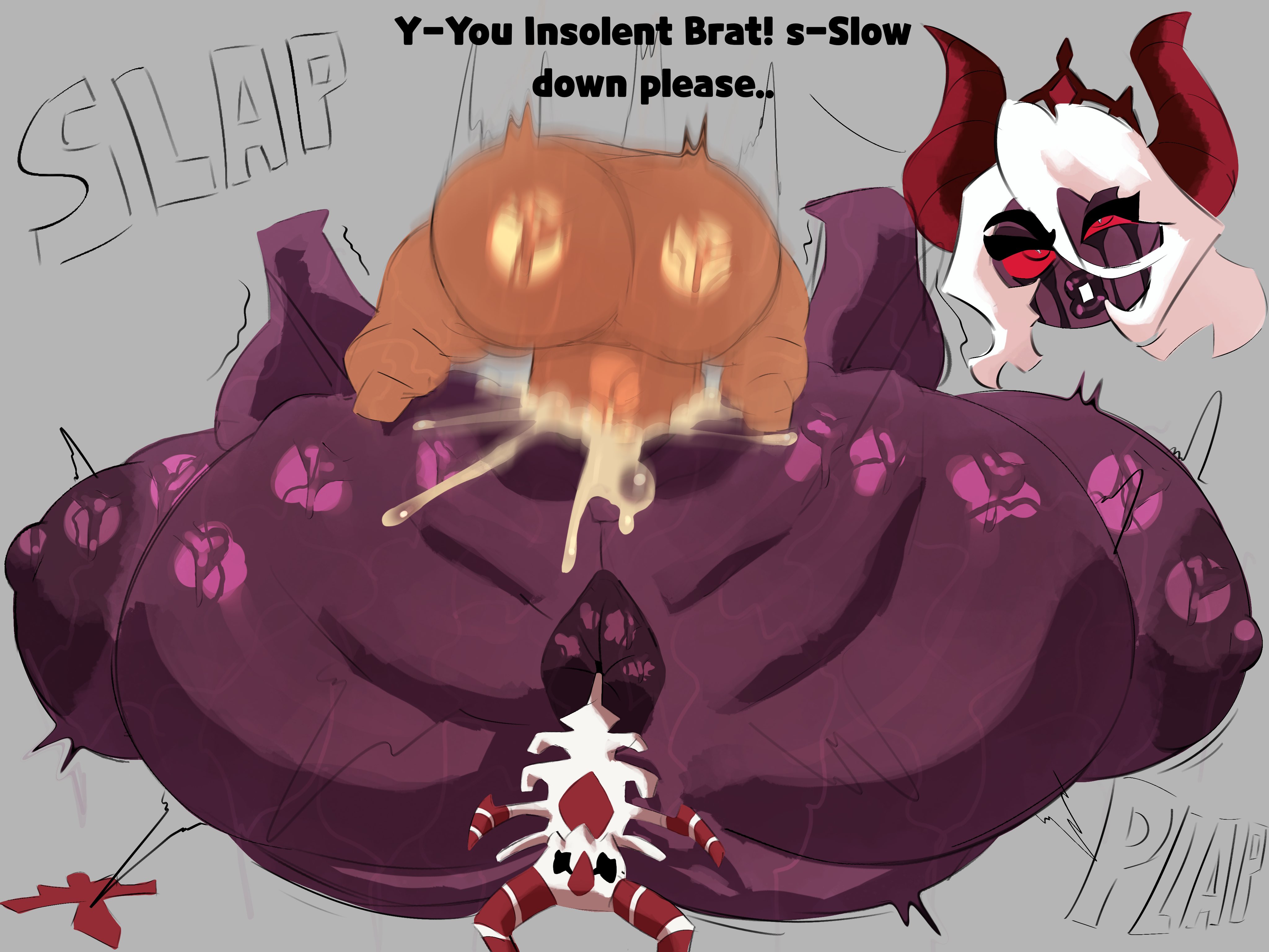 1boy1girl, absurd proportions, adawndraws, big ass, big breasts, bimbo lips, cookie run, cookie run kingdom, cookie run ovenbreak, dark enchantress cookie, gingerbrave, mating press