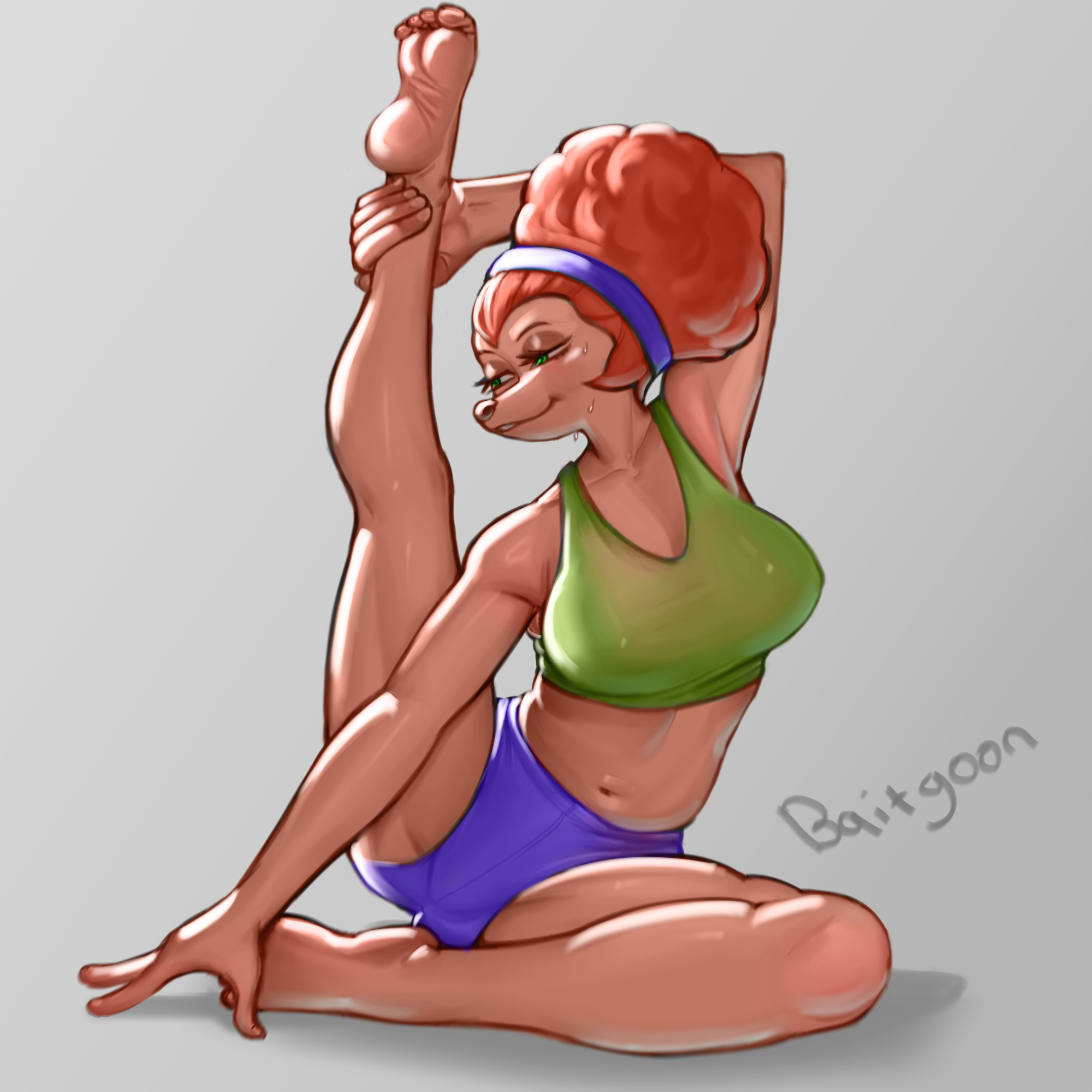 baitgoon, cameltoe, curvy, curvy figure, disney, feet, furry, goof troop, huge breasts, stretching, sweat, sylvia marpole, yoga, yoga pants