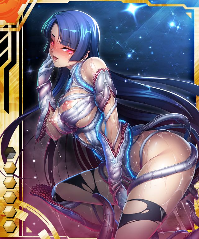 biosuit breast_press female kagami_hirotaka living_clothes official_art taimanin_(series) taimanin_asagi_battle_arena taimanin_asagi_battle_arena_all_card_gallery tentacle yatsu_murasaki