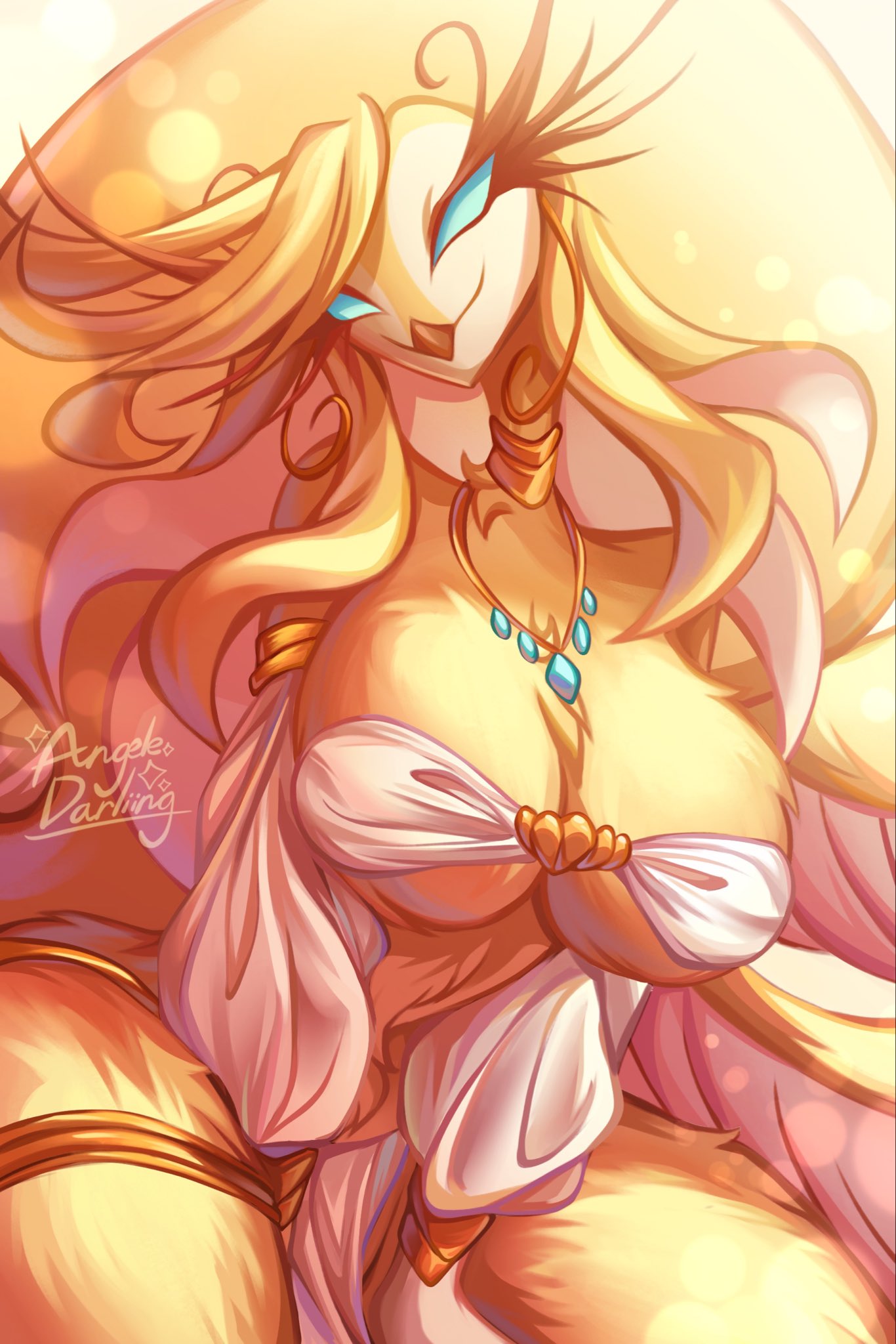 angele darliing, avian, big breasts, bird, blue eyes, hazbin hotel, speaker of god (hazbin hotel)