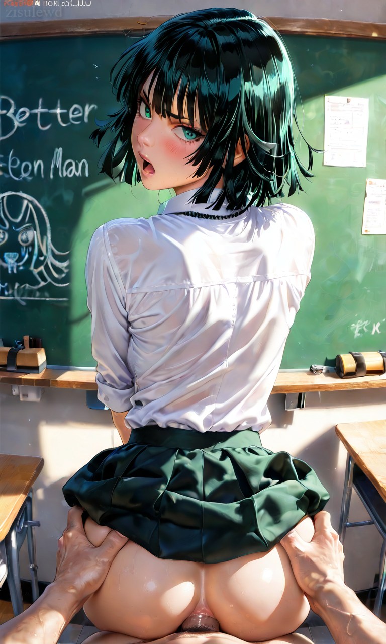 ai generated, anal, anal sex, classroom, female, fubuki (one-punch man), male, naked, naked male, one-punch man, patreon, patreon url, patreon username, school uniform, zisulewd
