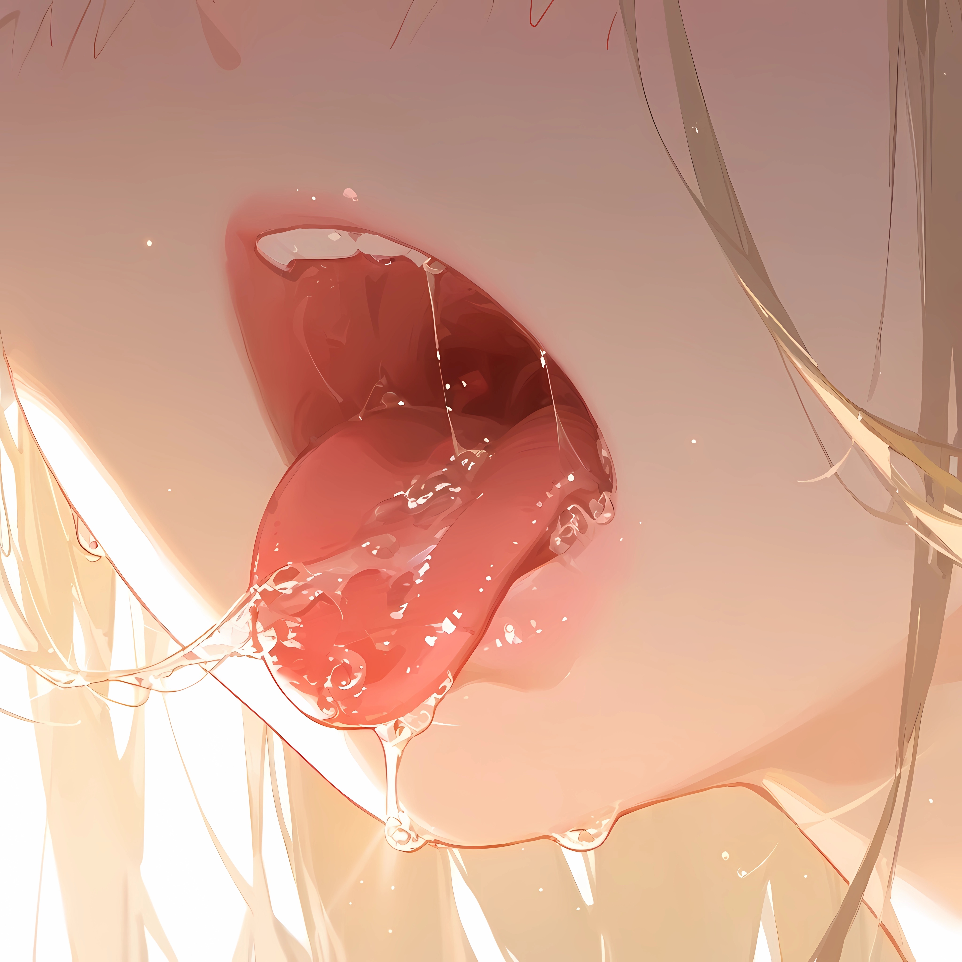 ai generated, asuna (blue archive), blonde hair, blue archive, cleaning & clearing (blue archive), close-up, female, lips, millennium science school student, miurai nsfw, mouth open, open mouth, saliva, saliva trail, simple background, solo, wet, white background