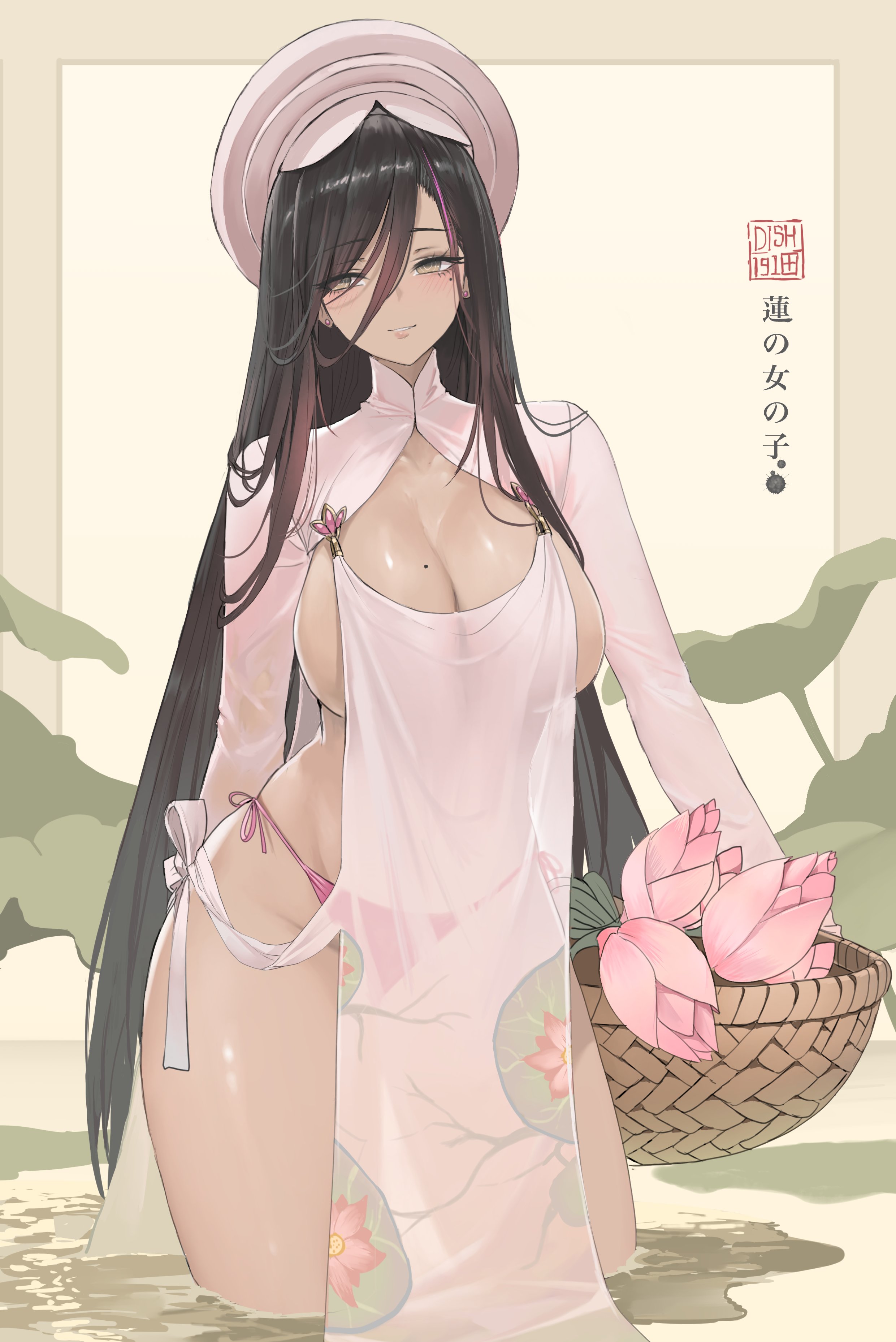 1girls, breasts, brown hair, character request, copyright request, dishwasher1910, female, hi res, hips, huge breasts, light skin, light-skinned female, long hair, naughty face, see-through, see-through clothing, tagme (character), thick thighs, thighs, wide hips