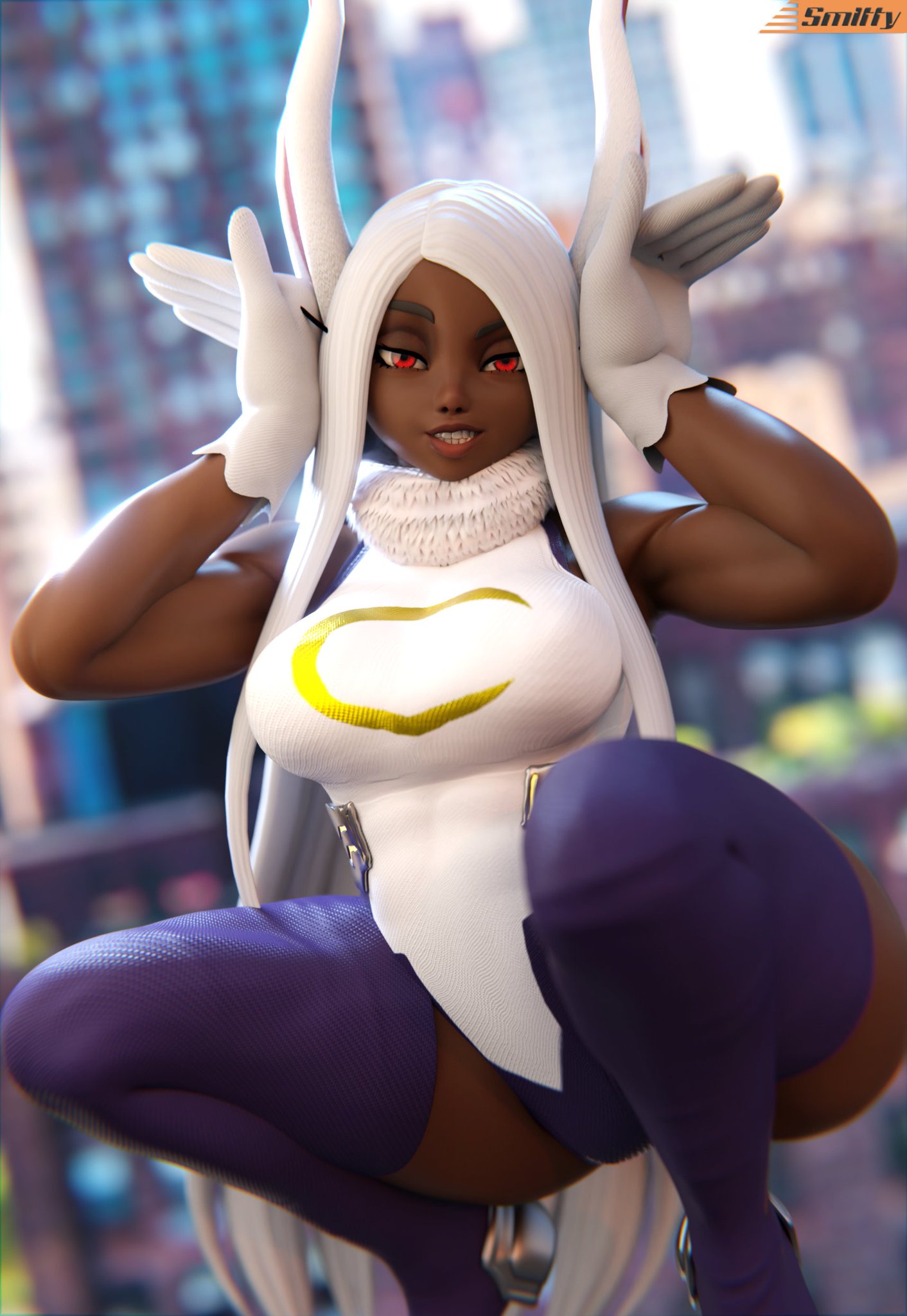 1girls, 3d, ass, athletic, athletic female, big ass, big breasts, boku no hero academia, breasts, brown body, brown skin, brown-skinned female, bust, busty, chest, cleavage, curvaceous, curvy, curvy figure, dark skin, dark-skinned female, female, female focus, fit, fit female, hair, hero, heroine, hips, hourglass figure, huge breasts, human, large breasts, legs, lips, mature, mature female, miruko, my hero academia, rumi usagiyama, shounen jump, slim waist, smitty34, superhero, superheroine, thick, thick hips, thick legs, thick thighs, thighs, voluptuous, waist, white hair, wide hips