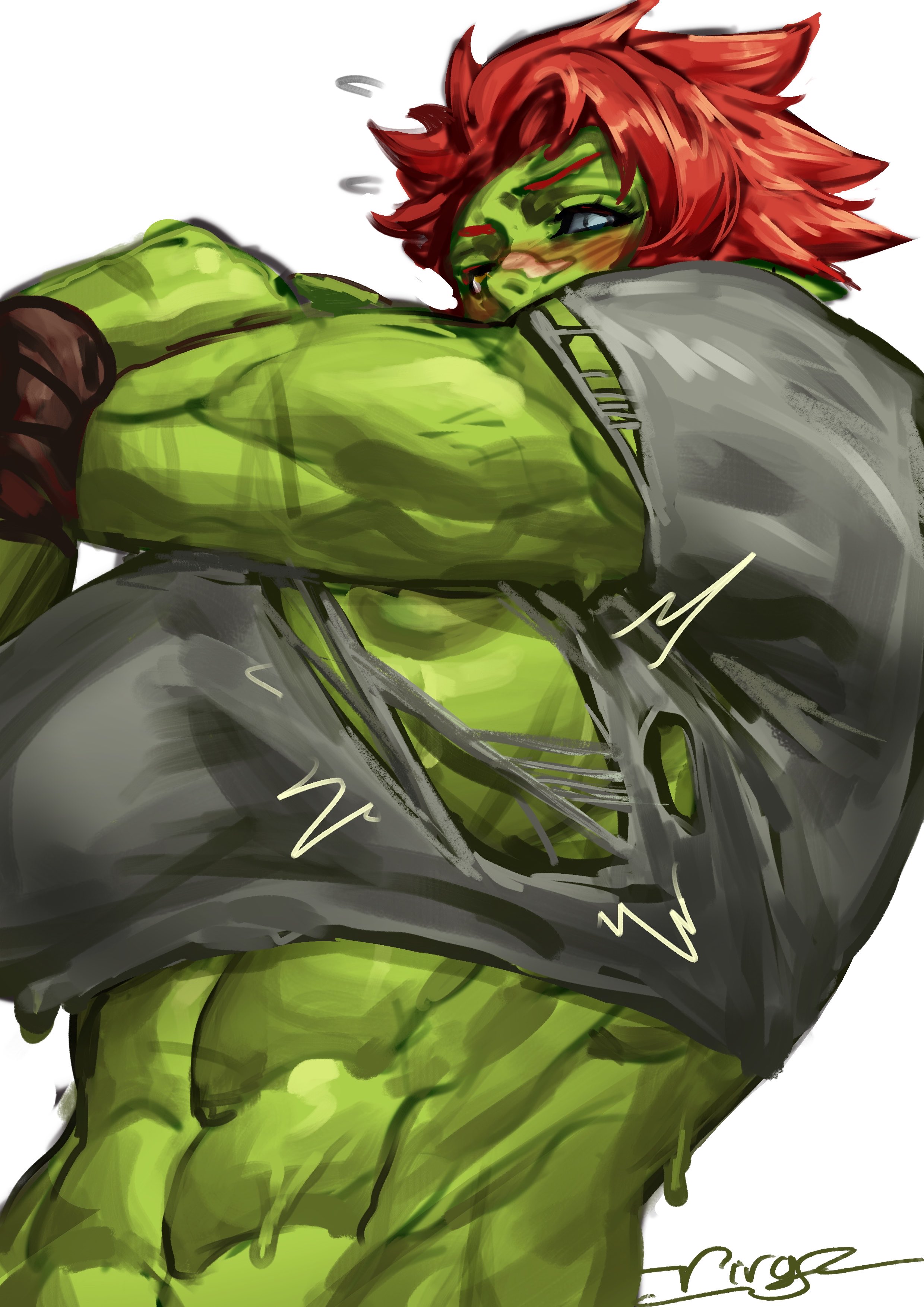 athletic, athletic female, big breasts, breasts, cassandra (virgoart1509), female, muscular, muscular female, orc, orc female, virgoart1509
