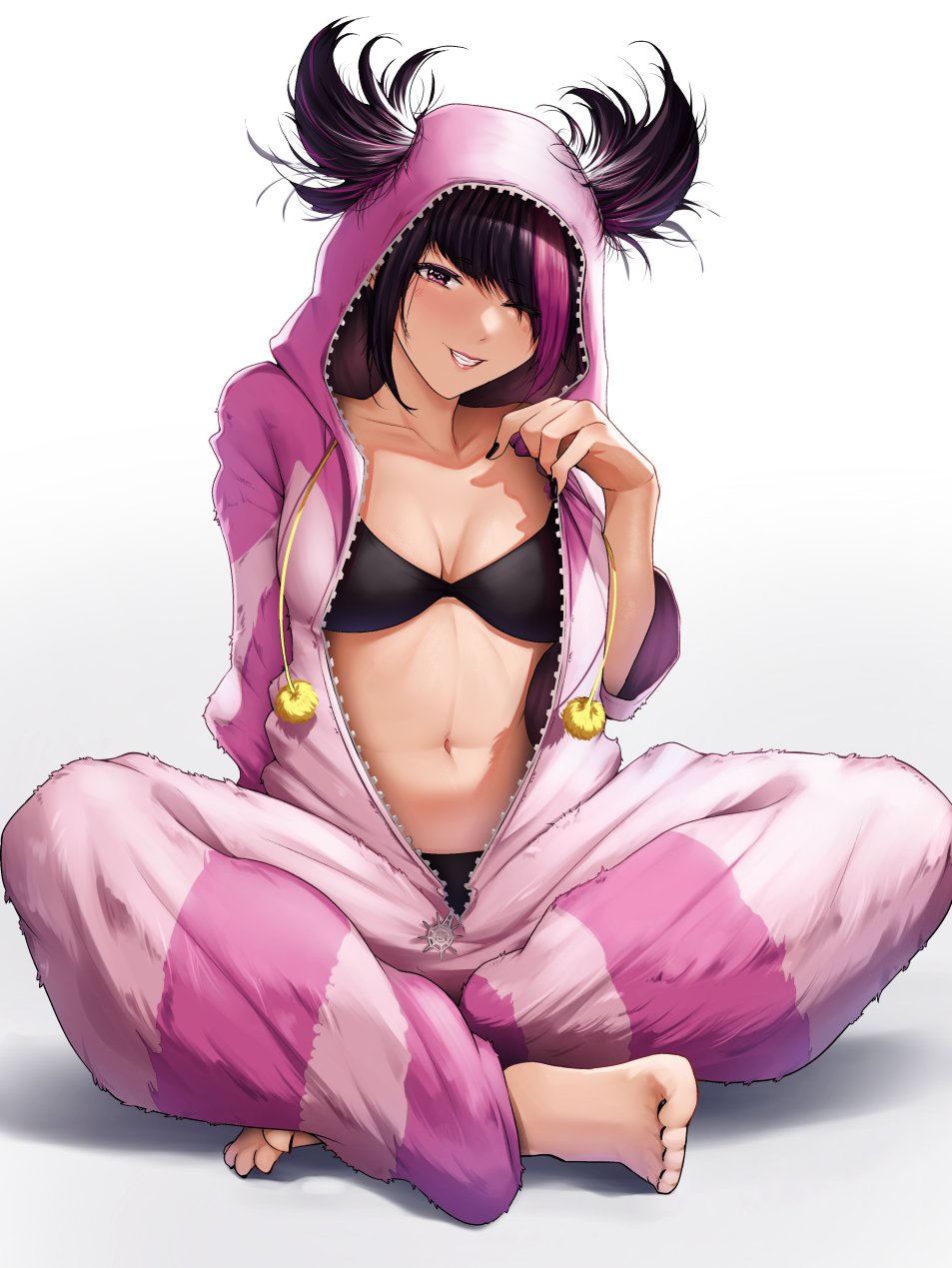 1girls 2023 barefoot capcom female femme_fatale juri_han luxpineapple pajamas solo street_fighter street_fighter_6