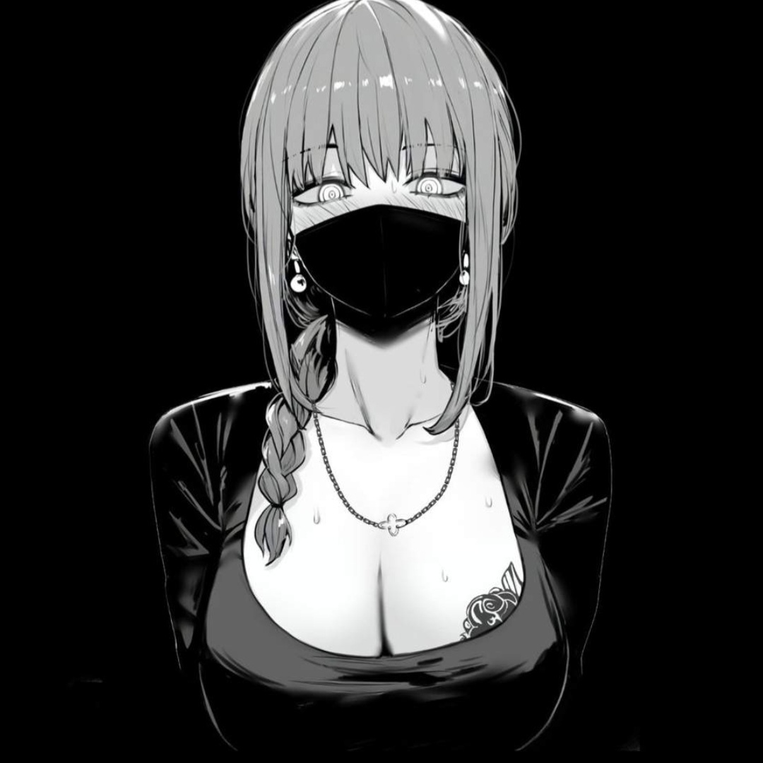 1girls, black and white, black mask, blush, braid, chains, chainsaw man, clothed, earrings, face mask, female, glowing eyes, makima (chainsaw man), mask, masked, masked female, masoq095, rose, short hair, solo, tattoo, unique eyes