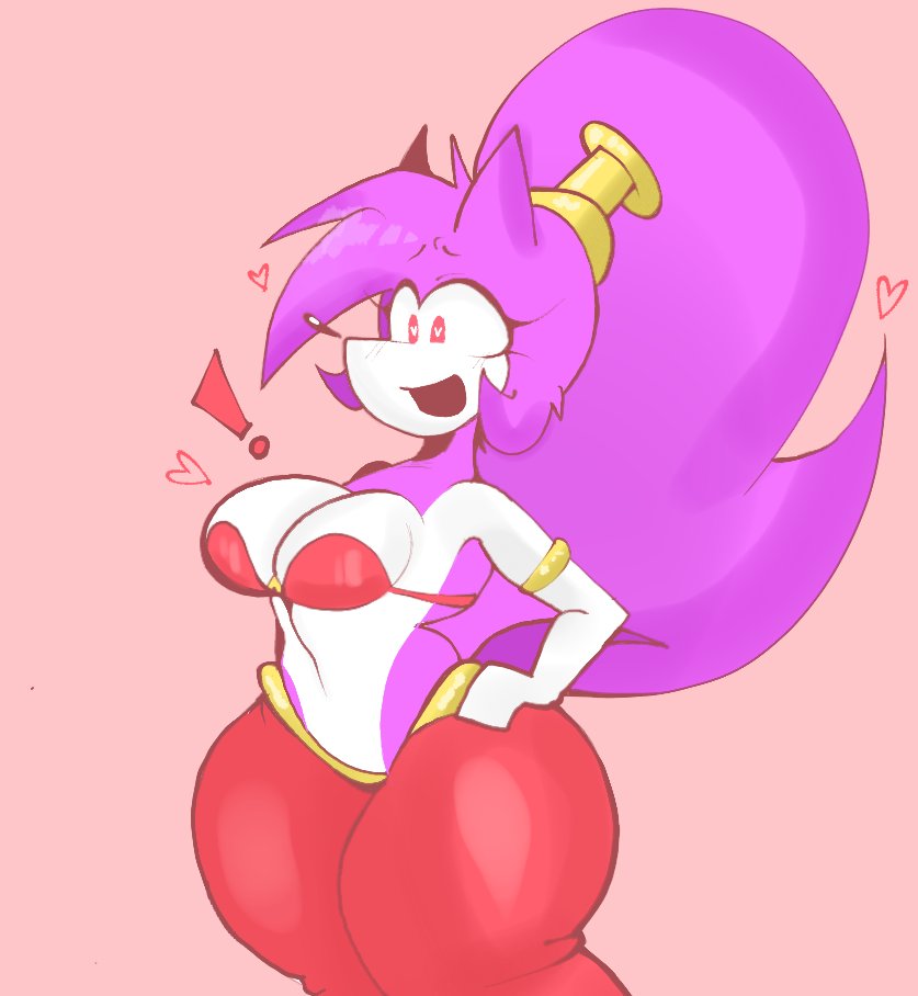 alokrenacido bify big_butt bikini_top breasts female female_only heart long_hair needlemouse_(character) needlemouse_(series) purple_fur purple_hair sarah_henderson_(needlemouse) shantae_(cosplay) shantae_needlemouse simple_background