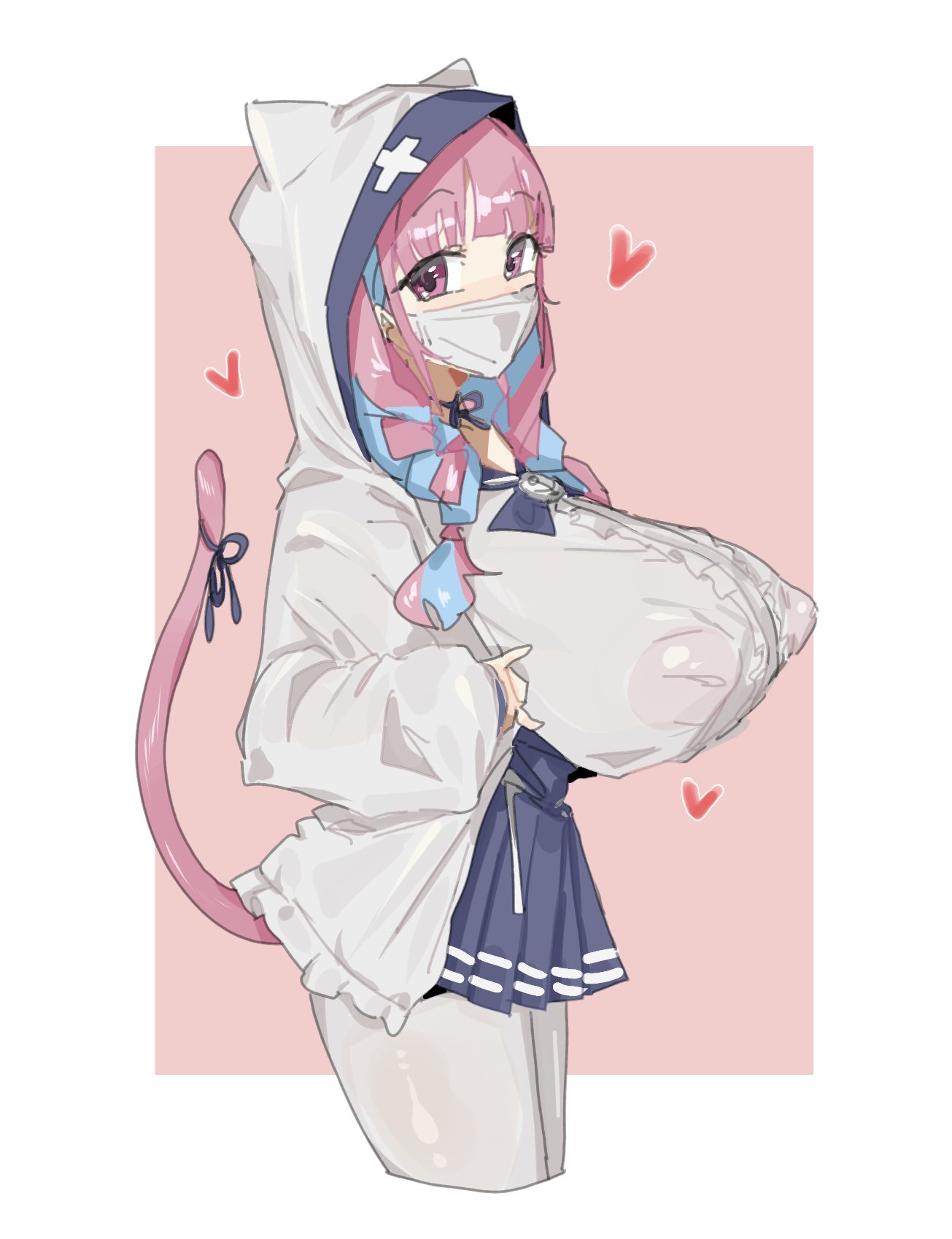 1girls, 2024, 2d, 2d (artwork), animal ears, animal humanoid, areolae, areolae visible through clothing, big breasts, blue hair, boobies, boobs, braided twintails, breasts, cat ears, cat girl, cat humanoid, cat tail, catgirl, clothed, clothing, color, colored, fanart, female, full color, hair, heart, hololive, huge breasts, idol, large breasts, leebongchun, light skin, light-skinned female, long hair, looking at viewer, mask, masked, masked female, massive breasts, minato aqua, multicolored hair, naughty, nipples, nipples visible through clothing, pink hair, purple hair, school uniform, seductive, shortstack, tail, twintails, virtual youtuber, voluptuous, voluptuous female, vtuber