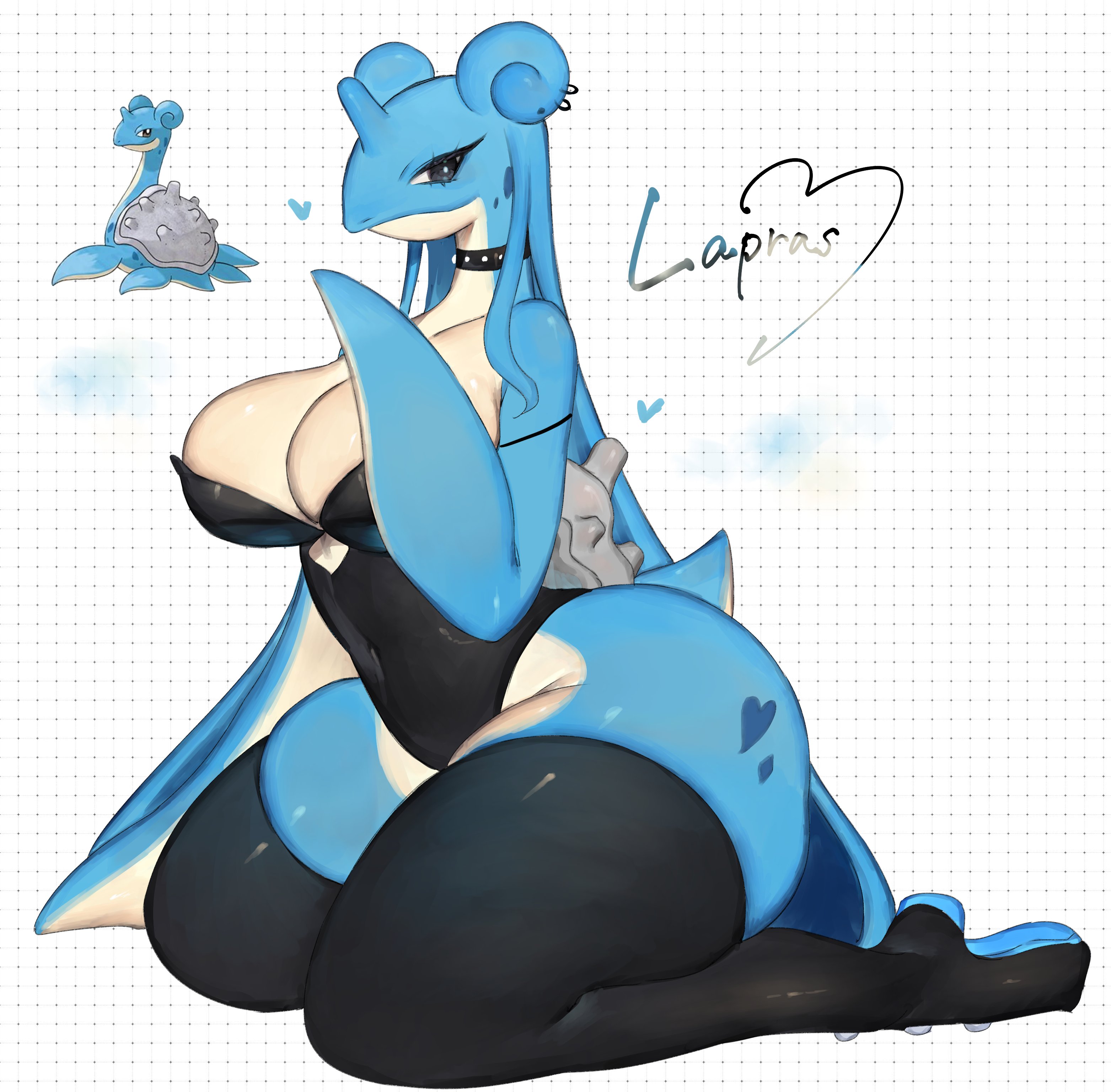 1girls, 2024, 2d, 2d (artwork), animal humanoid, anthro, ass, belly, belly button, big ass, big breasts, big butt, black stockings, black thighhighs, blue eyes, blue skin, breasts, choker, cleavage, clothed, clothing, color, colored, fanart, female, female only, full color, game freak, heart, horn, horn piercing, huge ass, huge breasts, huge butt, lapras, large ass, large breasts, large butt, looking at viewer, massive ass, massive butt, milf, mommy, mommy kink, monster, monster girl, nintendo, pokemon, pokemon (species), pokephilia, reference image, seductive, seductive look, shell, smile, stockings, tail, thick thighs, thighhighs, thighs, toge77789, togetoge, video game character, video game franchise, video games, voluptuous, voluptuous female