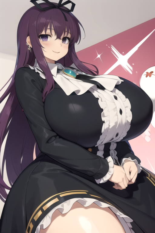 1girls ai_generated big_breasts breasts_bigger_than_head clothing curvy_female curvy_figure daidouji_(artist) dress eyes female female_focus female_only hands_clasped huge_breasts jewelry large_breasts light-skinned_female light_skin long_hair marvelous murasaki_(senran_kagura) plump purple_eyes purple_hair senran_kagura senran_kagura_(series) standing thick thick_thighs voluptuous voluptuous_female wide_hips