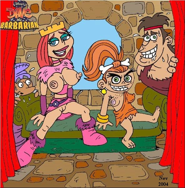 2004 barbarian dave_(dave_the_barbarian) dave_the_barbarian disney disney_channel fang_(dave_the_barbarian) nev nipples princess princess_candy royalty uncle_oswidge