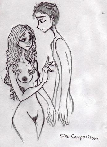 blush corpse_bride emily_(corpse_bride) english_text hourglass_figure jackandsally4ever long_hair pubic_hair sketch small_breasts text tim_burton victor_van_dort warner_brothers