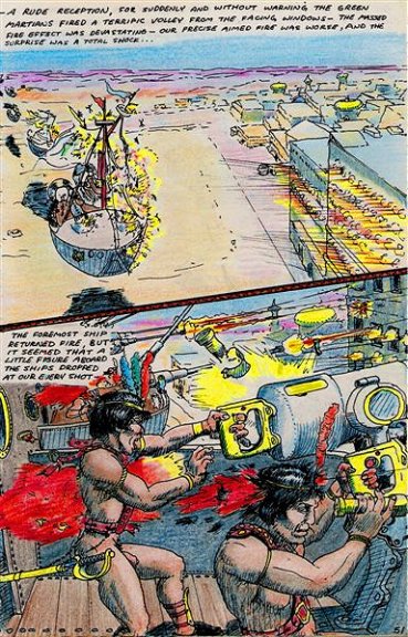 a_princess_of_mars battleship blood cannon comic death edgar_rice_burroughs firefight flying gun headshot hovercraft human humanoid james_killian_spratt machine male male_death mammal melee_weapon mortar nude penis ranged_weapon sword vehicle weapon