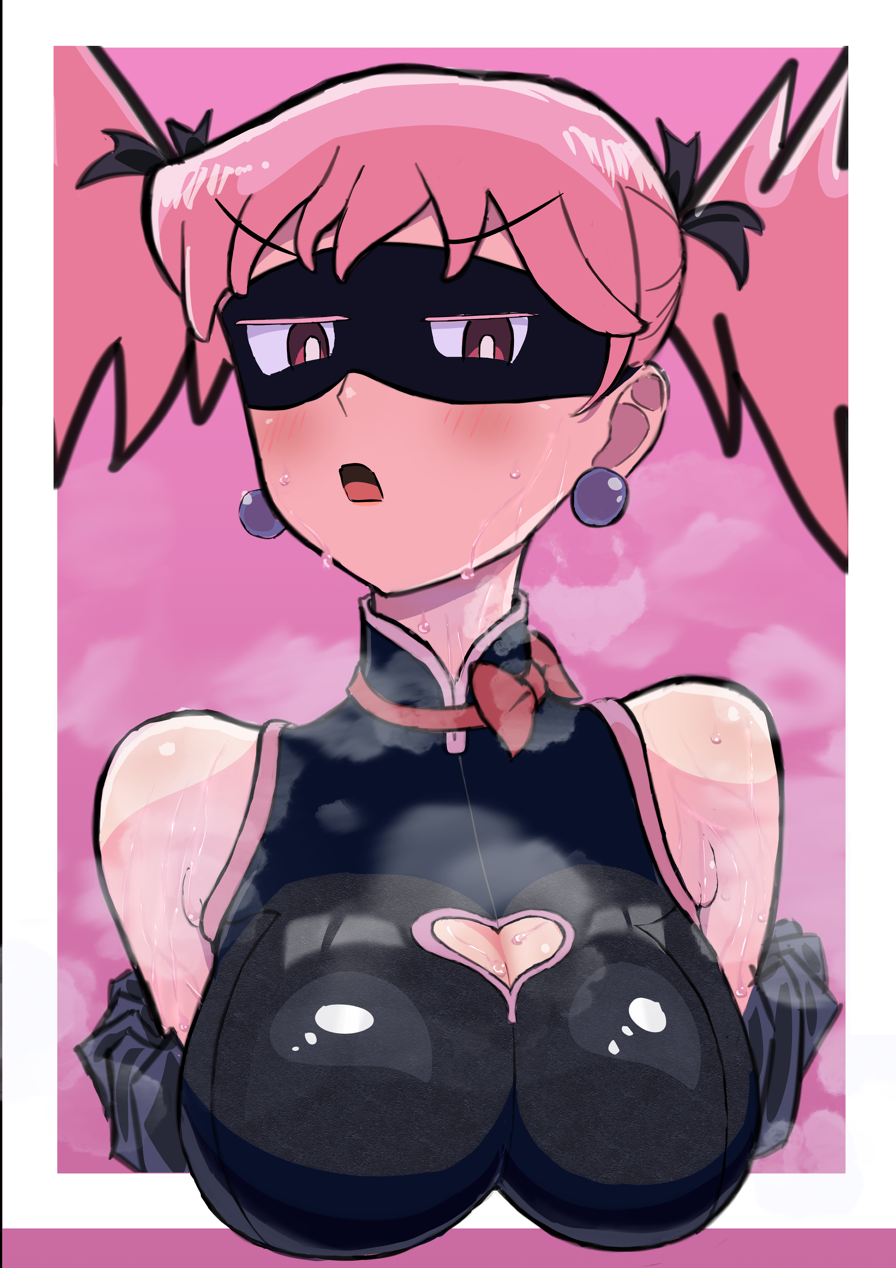 1girls, artist name, boku no hero academia, breasts, female, haneyama kazuho, light skin, light-skinned female, looking at viewer, medium breasts, my hero academia, pale skin, pale-skinned female, pink eyes, pink hair, pop step, vigilante: my hero academia illegals