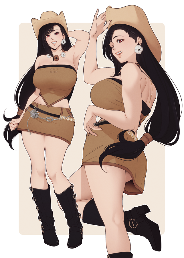 armpits, big boobs, big breasts, big tits, boots, breasts, cosplay, cowgirl (western), female, final fantasy, final fantasy vii, hanpetos, sexy, tifa lockhart