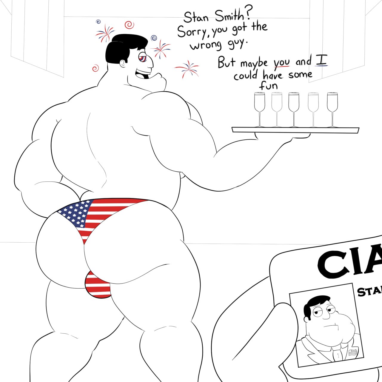 1boy, american dad, ass, big ass, bubble ass, bubble butt, dilf, human, human only, hypnosis, male, male only, mind control, nanozapz, solo, solo male, stan smith