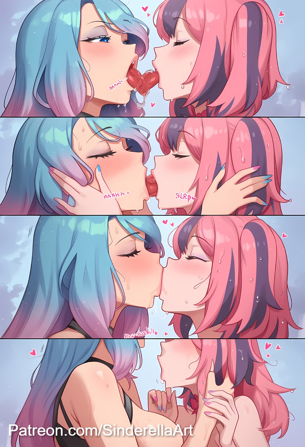 2girls, ai generated, blue hair, breasts, busty, commission, duo, female, huge breasts, indie virtual youtuber, ironmouse, kissing, making out, patreon, patreon url, patreon username, pink hair, purple hair, silvervale, sinderellaart, sloppy kiss, tease, thick, twitch, two-tone hair, virtual youtuber, voluptuous, vshojo, vtuber, youtube, youtuber, yuri
