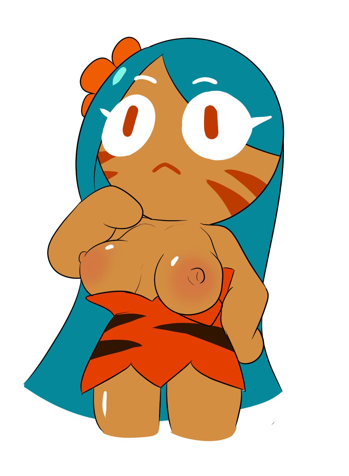 1girls 2025 animate_inanimate big_breasts big_breasts blue_hair breasts breasts brown_body brown_pupils cookie cookie_run cookie_run_kingdom cookie_run_ovenbreak female female_only kuwoesque solo solo_female tagme tiger_lily_cookie tits_out unaware white_background white_eyes