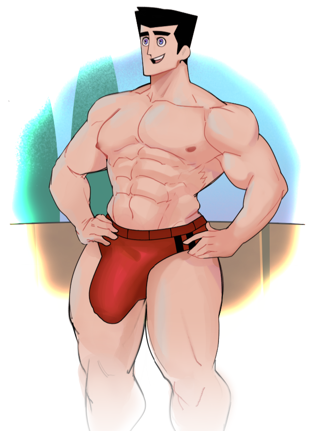 balls, bara, big bulge, big penis, bulge, flaccid, male, male only, muscles, muscular, penis, powerpuff girls, professor utonium, scruffley, solo, solo male, yaoi