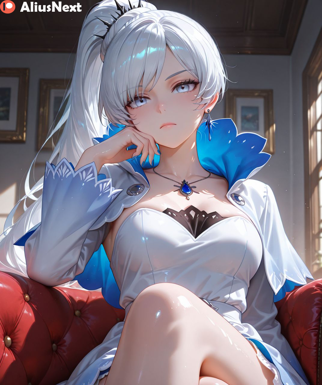 1girls, ai generated, aliusnext, ass, blue nails, breasts, female, female only, hi res, high quality, high resolution, highres, light skin, light-skinned female, nail polish, pale skin, pale-skinned female, patreon, rwby, sweat, sweatdrop, sweating, sweaty, sweaty body, sweaty breasts, thick, thick ass, thick hips, thick legs, thick lips, thick thighs, weiss schnee, white hair