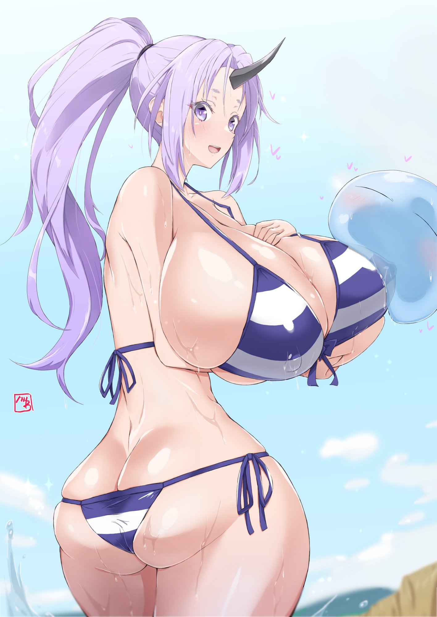 1girls, ass, bea (adfhbcf4326), big ass, big boobs, big breasts, big butt, big tits, bikini, boobs, breasts, breasts bigger than head, female, horn, hourglass figure, huge ass, huge boobs, huge breast, huge butt, huge tits, large ass, large boobs, large breasts, large butt, large tits, long hair, long-haired female, massive ass, massive boobs, massive breasts, massive butt, massive tits, ponytail, rimuru tempest, shion (tensei shitara slime datta ken), slime, tensei shitara slime datta ken, that time i got reincarnated as a slime, thick ass, thick butt, thick thighs, thighs, tits