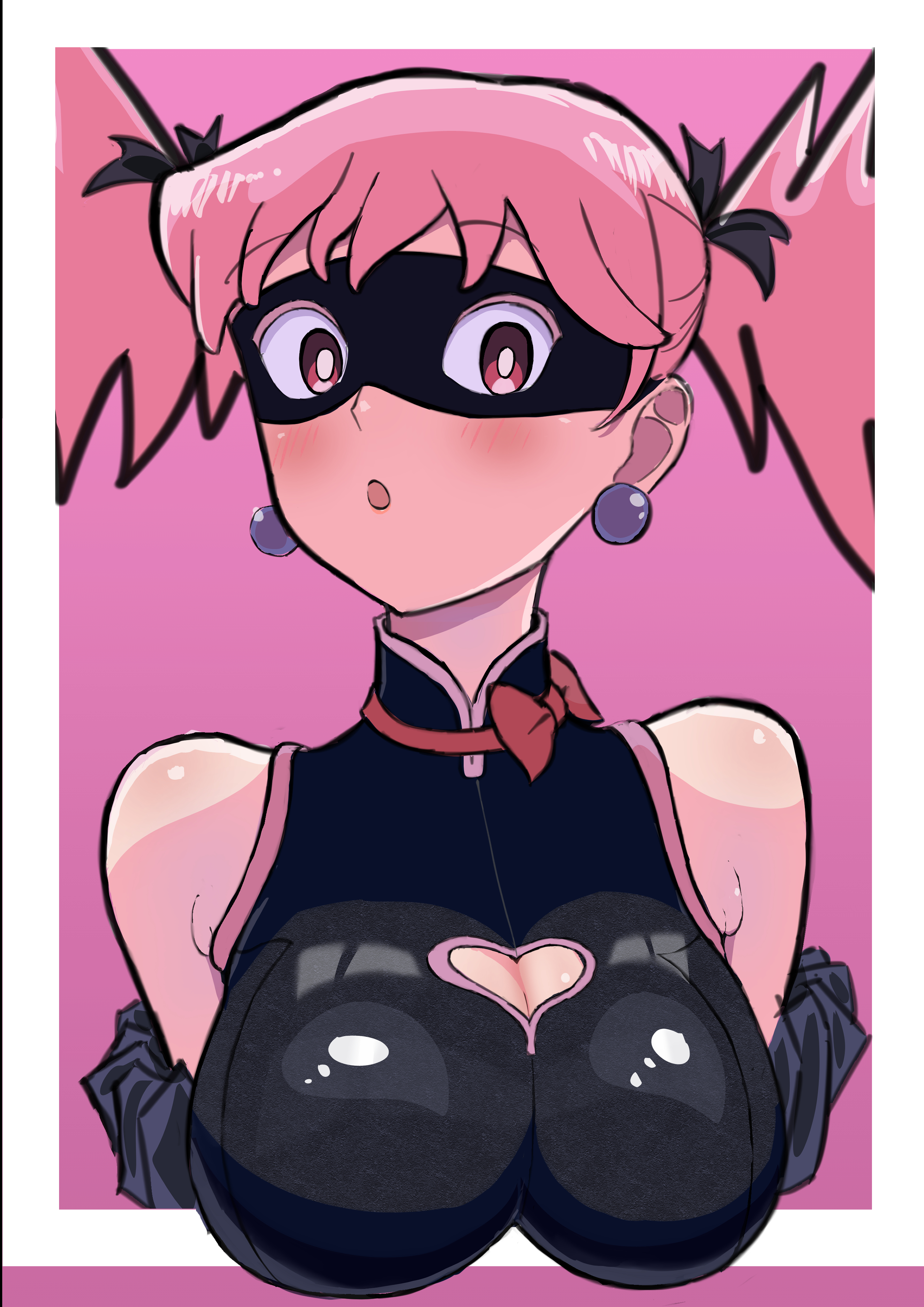 1girls, artist name, boku no hero academia, breasts, female, haneyama kazuho, light skin, light-skinned female, looking at viewer, medium breasts, my hero academia, pale skin, pale-skinned female, pink eyes, pink hair, pop step, vigilante: my hero academia illegals