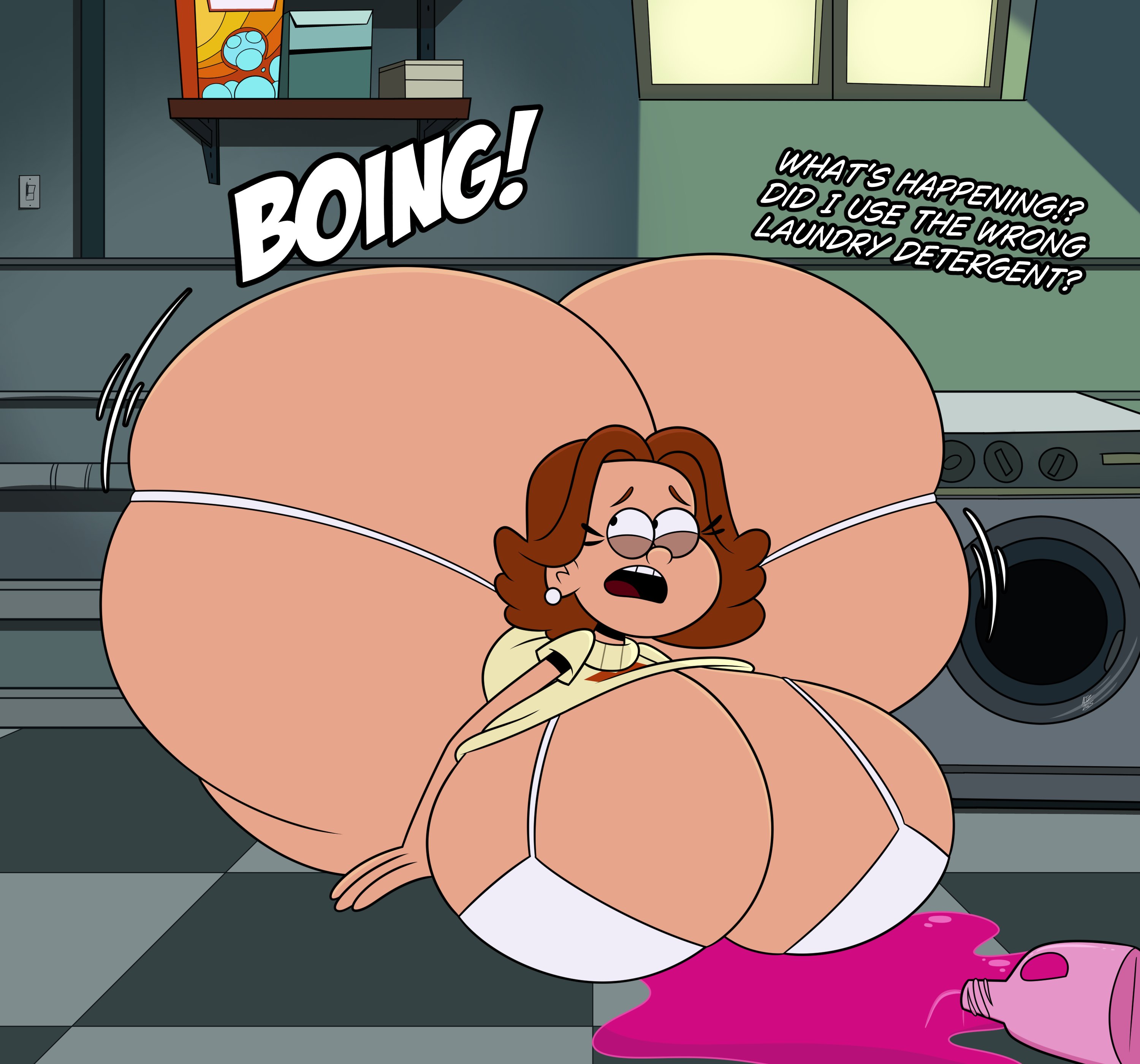 1girls, all fours, altzegoz (artist), ass, ass expansion, atomic puppet, big breasts, bra, breast expansion, breast growth, breast growth (enlargement), breasts, breasts bigger than head, disney, disney channel, expansion, female, female focus, female only, gigantic ass, hyper, hyper ass, hyper breasts, hyper butt, hyper thighs, laundry machine, mature female, milf, mother, panties, sweater, underwear, vivian felt, voluptuous, voluptuous female