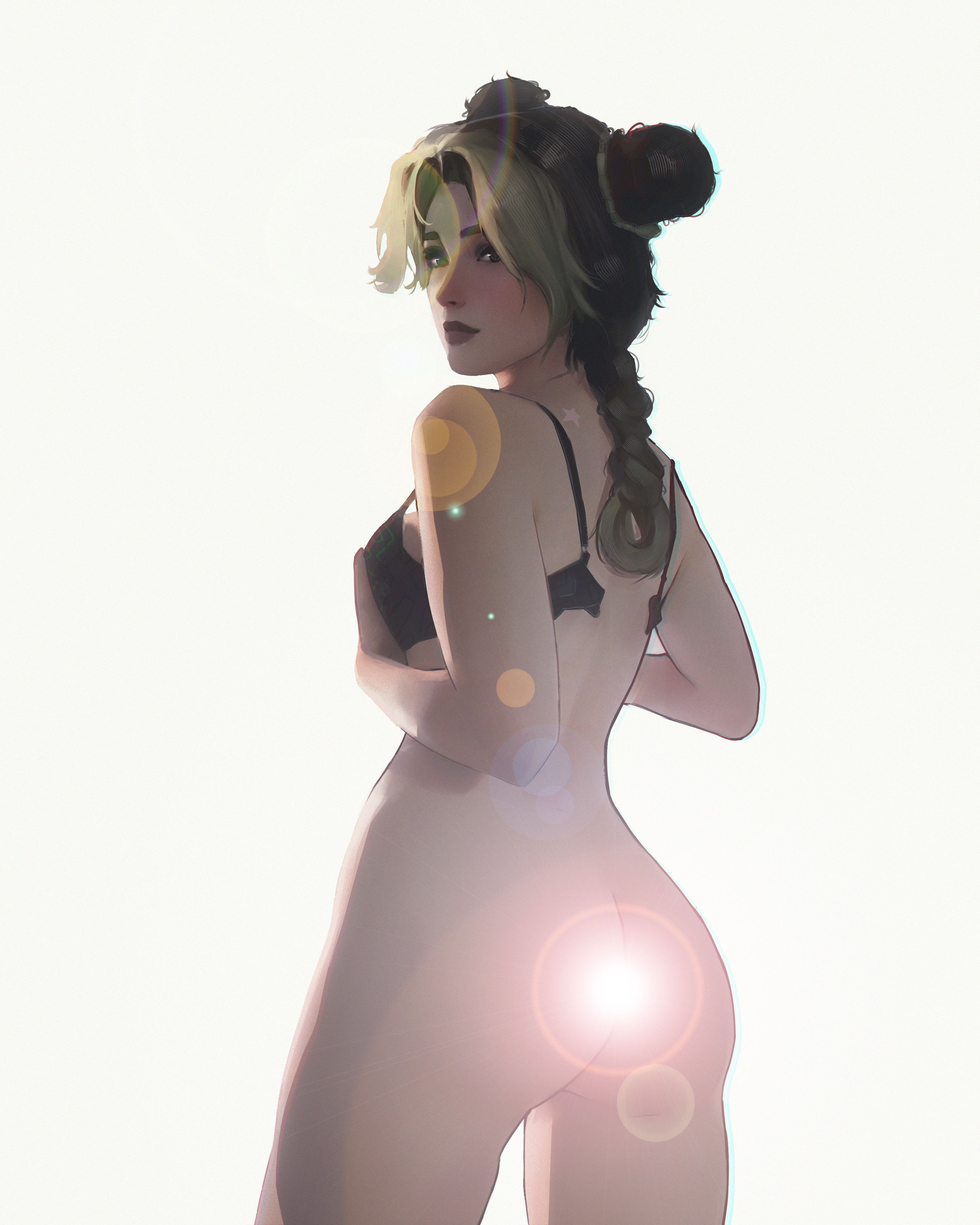 ass, ass focus, big ass, bottomless, bra, changing room, female, female only, green hair, jojo's bizarre adventure, jolyne cujoh, jolyne kujo, meemo.psd, no panties, patreon, stone ocean, teasing