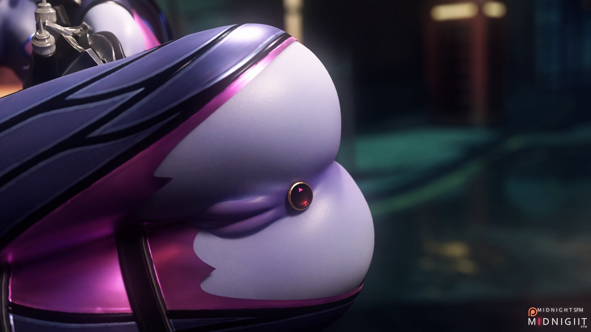 1girls, 3d, anal insertion, anal plug, ass, blender, buttplug, female, female only, insertion, midnightsfm, overwatch, pussy, solo, torn clothes, widowmaker