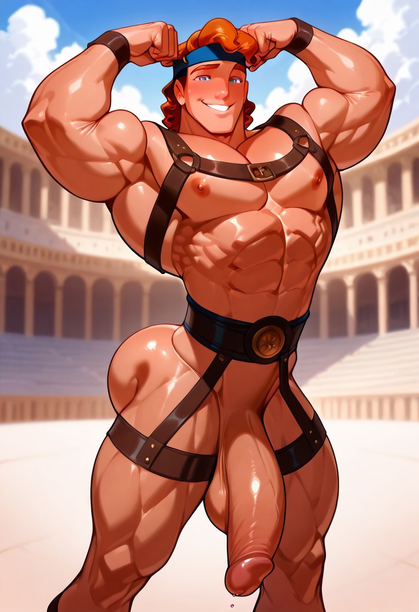 ai_generated ancient_greece ass bara big_ass big_biceps big_butt big_pecs big_penis bubble_ass bubble_butt coliseum disney flaccid flaccid_penis flexing flexing_arms flexing_bicep flexing_muscles harness hercules_(character) hercules_(disney) jockstrap male male_only man_boobs muscles muscular_arms muscular_legs muscular_male obliques penis revealing_clothes yaoi