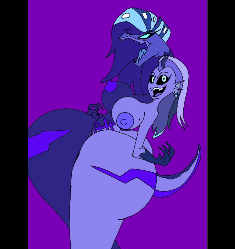 envy fish helluva_boss huge_breasts huge_thighs leviathan_(helluva_boss) malhare_(artist) tail