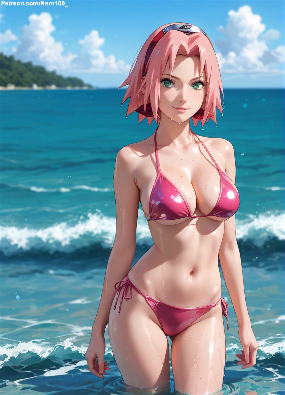 1girls 2d ai_generated akura_haruno areolae armpit bare_arms beach big_breasts bikini bikini_bottom bikini_top boruto:_naruto_next_generations breasts breasts chest curvy curvy_figure cute cute_face detailed eyelashes eyeshadow female female_only fit fit_female focus hair high_quality in_water large_breasts legs light-skinned_female light_skin lips lipstick looking_at_viewer makeup mascara naruto naruto_(series) naruto_shippuden nero100 ocean outdoors outside pale-skinned_female pale_skin pink_hair posing sea seaside seductive seductive_look short_hair stable_diffusion tagme thighs thin_waist