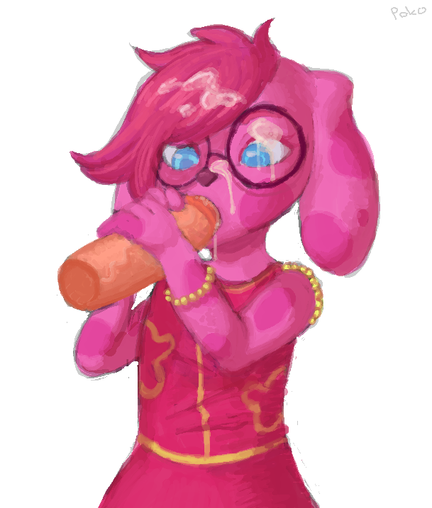 anthro blue's_clues blue_eyes canine clothing cum cum_on_face faceless_male female fur glasses magenta_(blue's_clues) male mammal nickelodeon oral penis pink_fur poko_(artist) simple_background straight white_background