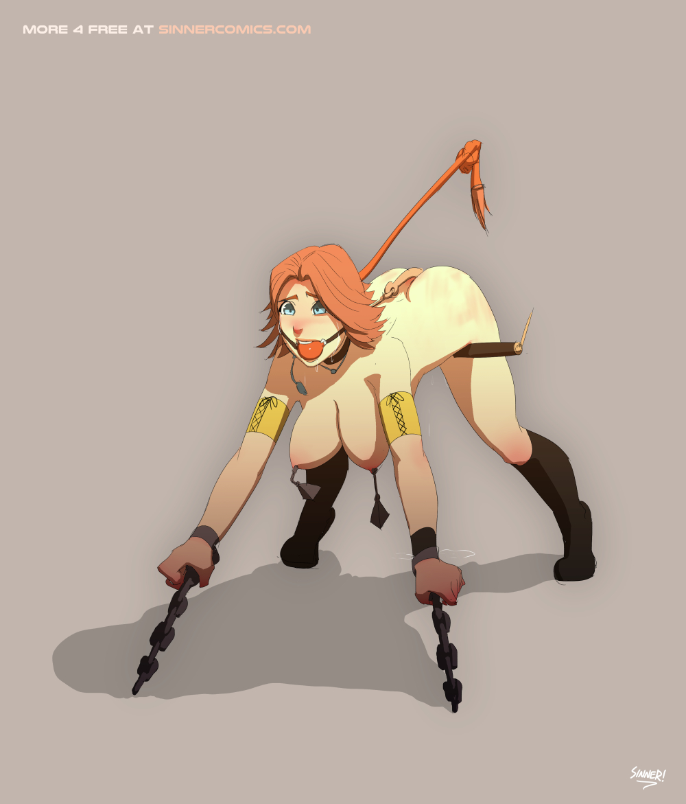 1girls, 2d, anal hook, ass, ball gag, blue eyes, blush, bondage, bottomless, bound, breasts, drool, drooling, female, female only, femsub, final fantasy, final fantasy x-2, gag, hanging breasts, helpless, nipple weights, nipples, nude, pussy, pussy juice, pussy juice puddle, red hair, sillygirl, sinner, solo, solo female, tagme, tiptoes, weights (bdsm), yuna, yuna (gunner)