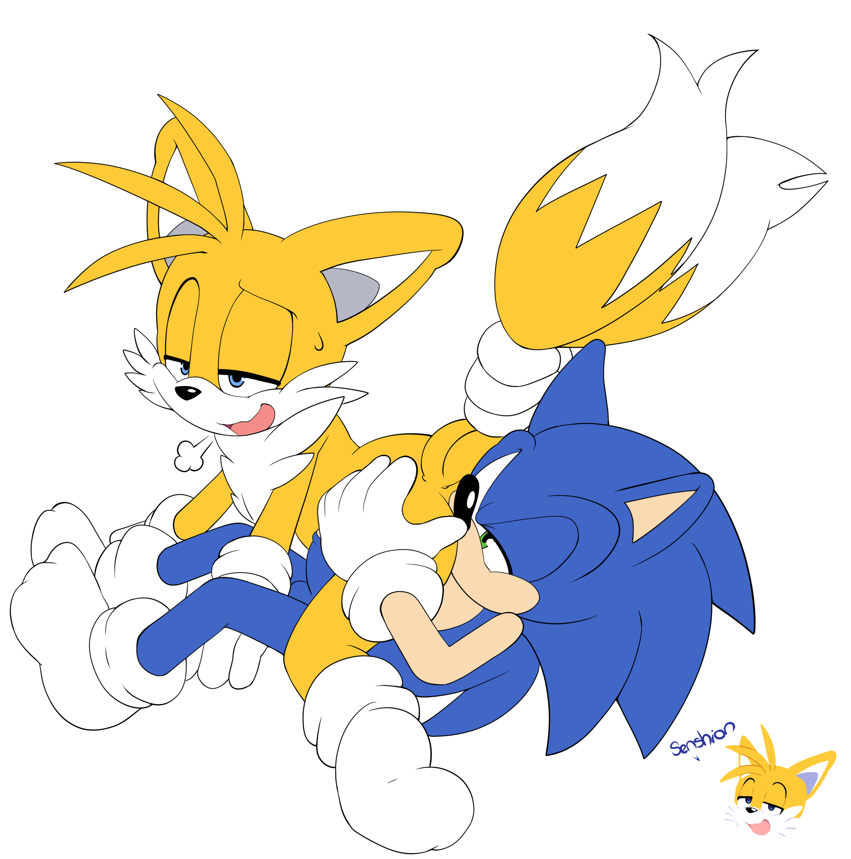 69, 69 position, anilingus, anthro, ass, balls, blue fur, canine, fox, furry, gay, hedgehog, male, mammal, penis, rimjob, senshion, sex, sonic (series), sonic the hedgehog, sonic the hedgehog (series), tails, tails the fox