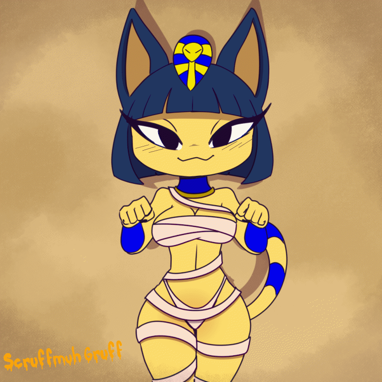 1girls, 2d, animal crossing, animated, ankha, ankha (animal crossing), cat girl, catgirl, doubutsu no mori, egyptian, female, fur, nairu (doubutsu no mori), nintendo, scruffmuhgruff