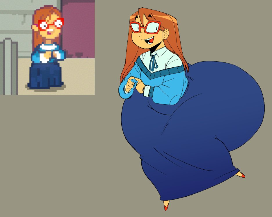 ass, ass body, blue dress, bottom heavy, breasts, curvy, curvy female, dress, elpiromanias, fat ass, female, glasses, happy, hips, hyper ass, kindergarten (game), kindergarten 3, long dress, ms. lovelett, nerd, nerdy female, nice ass, orange hair, phat ass, small breasts, sweater, teacher, thick thighs, thicker than a bowl of oatmeal, voluptuous, voluptuous female, wide hips, wide thighs
