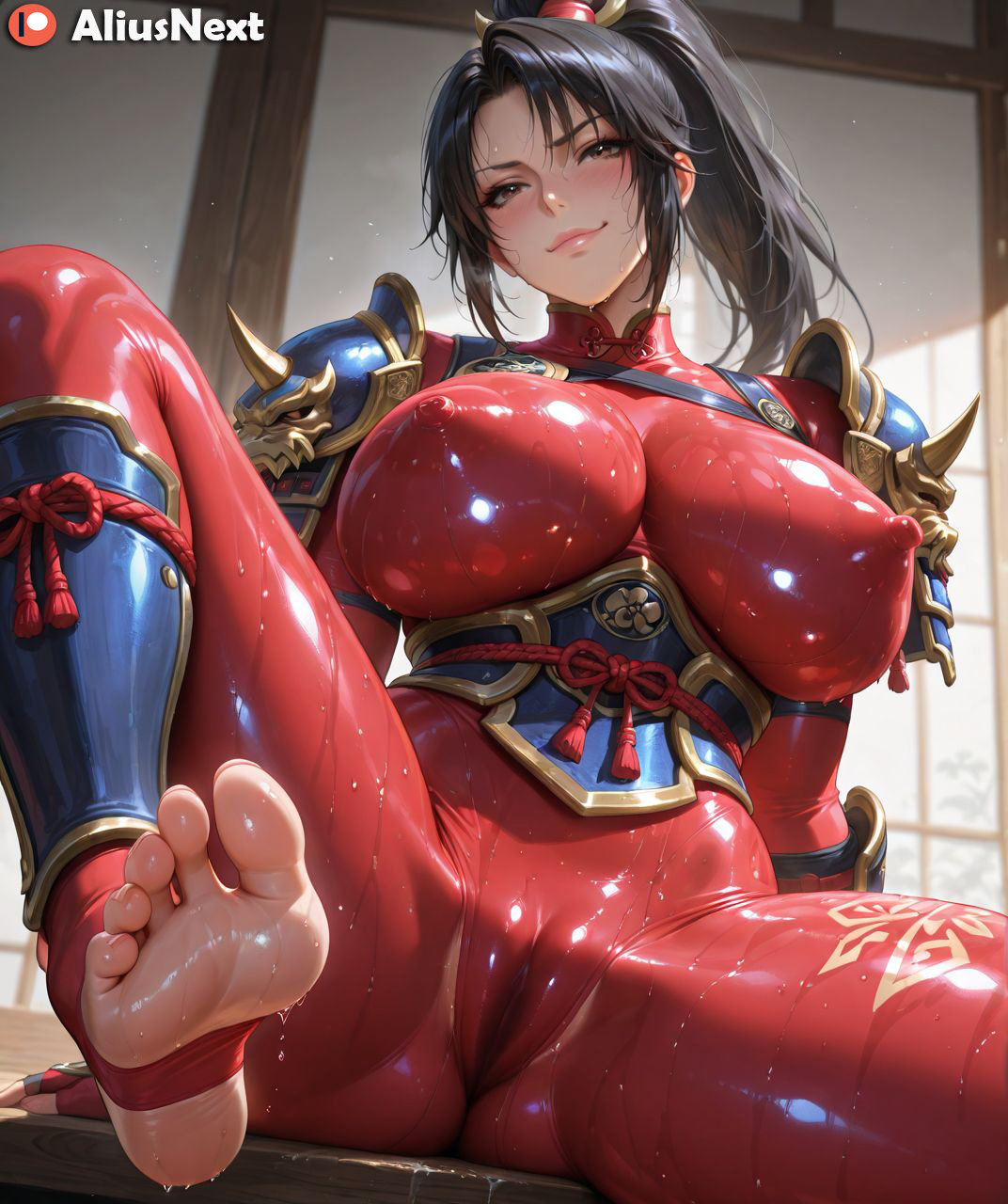 1girls, 2025, ai generated, aliusnext, anime, bandai namco, big ass, big breasts, breasts, female, female only, foot fetish, foot focus, footwear, hi, high, highres, huge ass, huge breasts, light skin, light-skinned female, lingerie, massive ass, massive breasts, mature, mature female, patreon, quality, res, resolution, soles, soul calibur, style, sweat, sweatdrop, sweating, sweaty, sweaty body, sweaty breasts, taki (soulcalibur), thick, thick ass, thick hips, thick legs, thick lips, thick thighs, uncensored, username, voluptuous, voluptuous body, voluptuous female, watermark