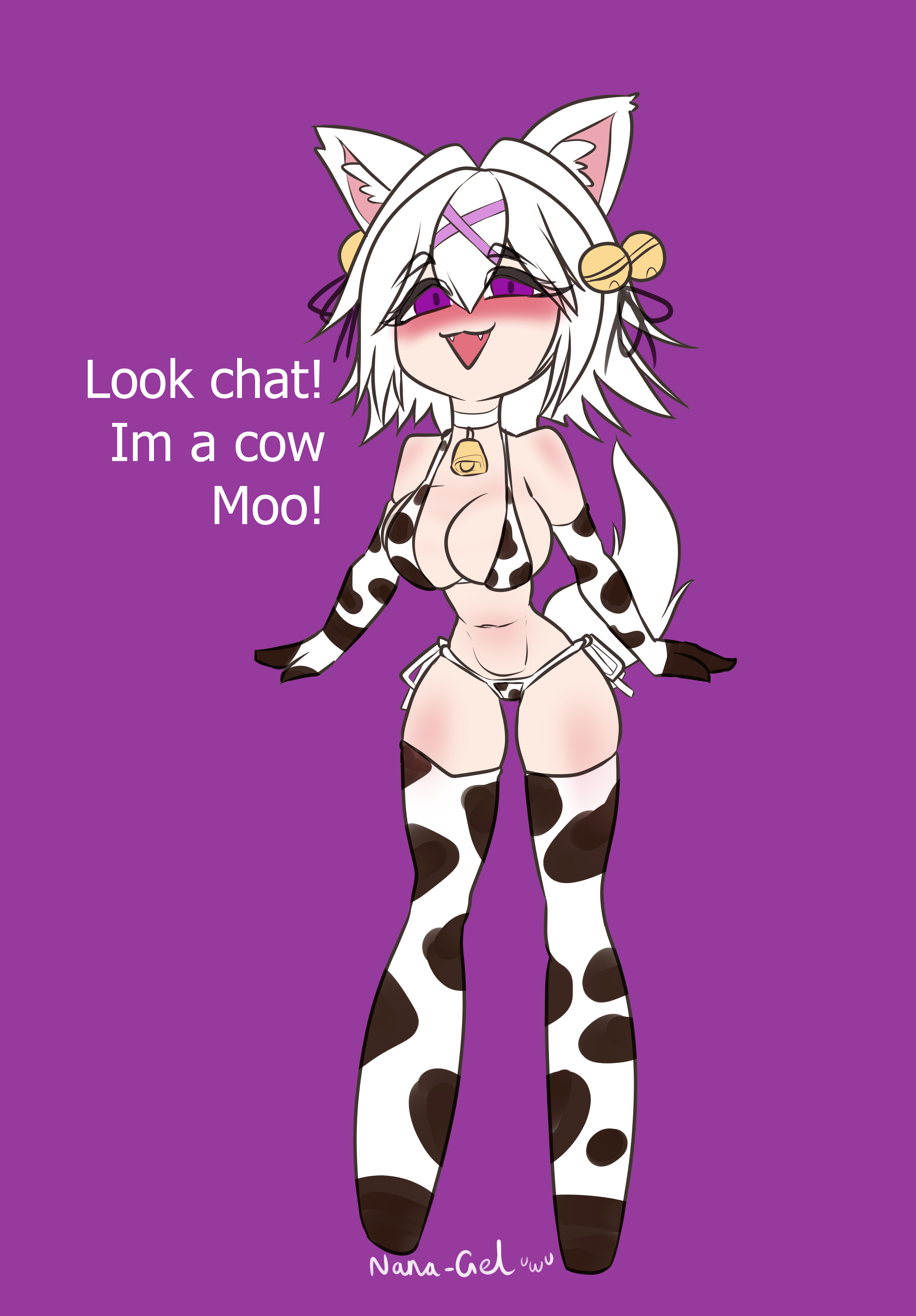 bikini, bovine, cat ears, cat girl, cat tail, catgirl, cute, female, filian (vtuber), fillian, monster girl, nana gel, panties, rindo (vrchat), virtual youtuber, vtuber