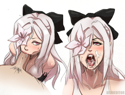 after_sex amputee blowjob bow cum cum_in_mouth cum_on_tongue cyclops deareditor drag-on_dragoon drag-on_dragoon_3 drakengard drakengard_3 facial fellatio female flower long_hair oral oral_sex pale_skin pink_eyes pleasure_face prosthetic throat white_hair zero_(drag-on_dragoon) zero_(drakengard)