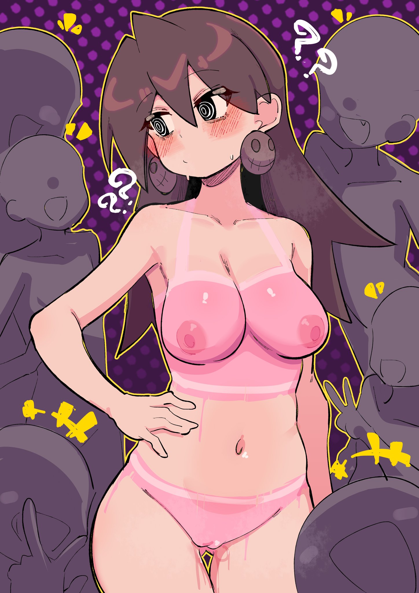 1girls, breasts, buzzlyears, embarrassed nude female, enf, female, mega man, mega man legends, nude, painted clothes, pussy, tagme, tron bonne