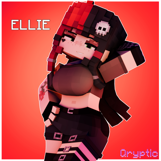 1girls, 3d, clothed female, ellie walls (odysseyellie), eyeshadow, female, goth girl, green eyes, long hair, looking at viewer, mine-imator, minecraft, multicolored hair, outdoors, qrypticl, skull hair ornament, smile, solo, solo focus, tagme, tattoo, tattoo on face, tattooed arm, tattoos, thick thighs
