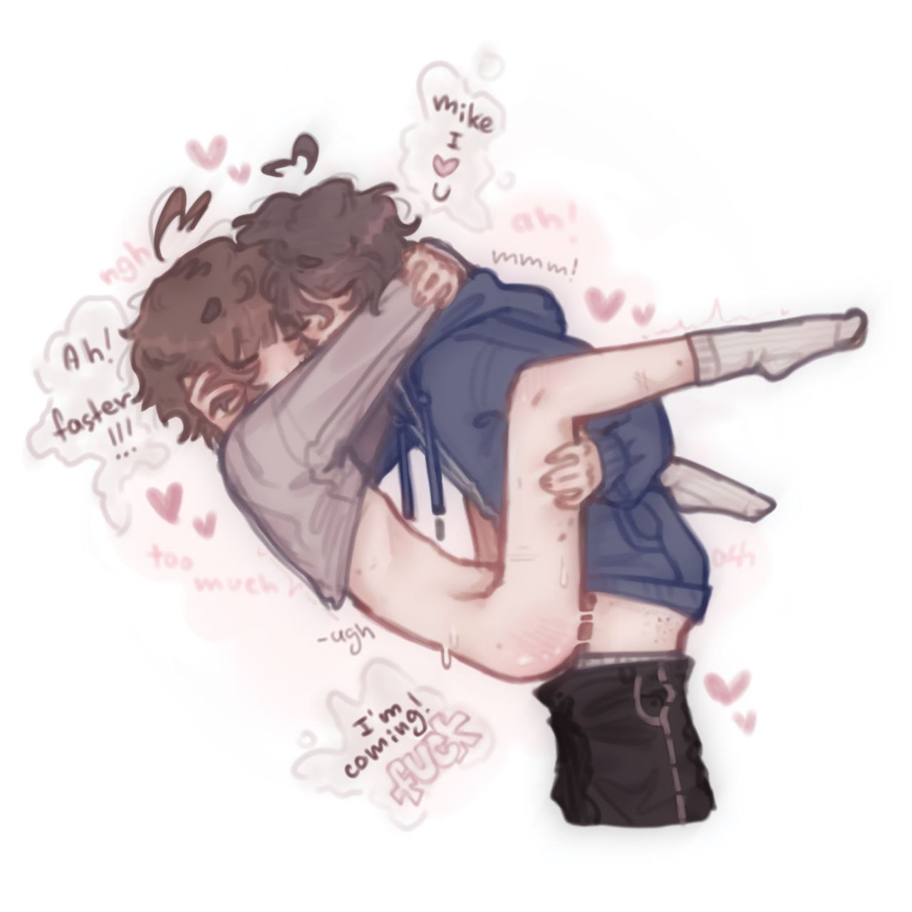 ass, black hair, brown hair, clothes, cute face, cute male, femboy, love, male, mike wheeler, one wheat mark, sex in clothing, stranger things, thighs, will byers