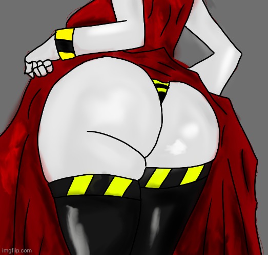ass, beginner artist, cohpopaa, female, female only, gray body, murder drones, red dress, robot, shiny skin, v (murder drones)