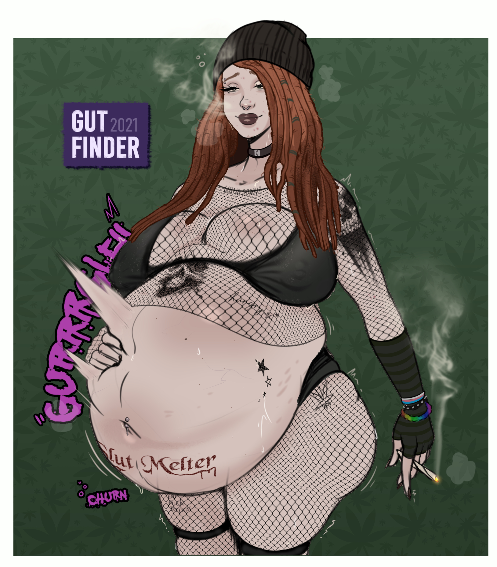 after vore, goth, gutfinder, hyper, hyper belly, post vore, pride colors, transfem, transgender, transgender pride colors, vore, vore belly