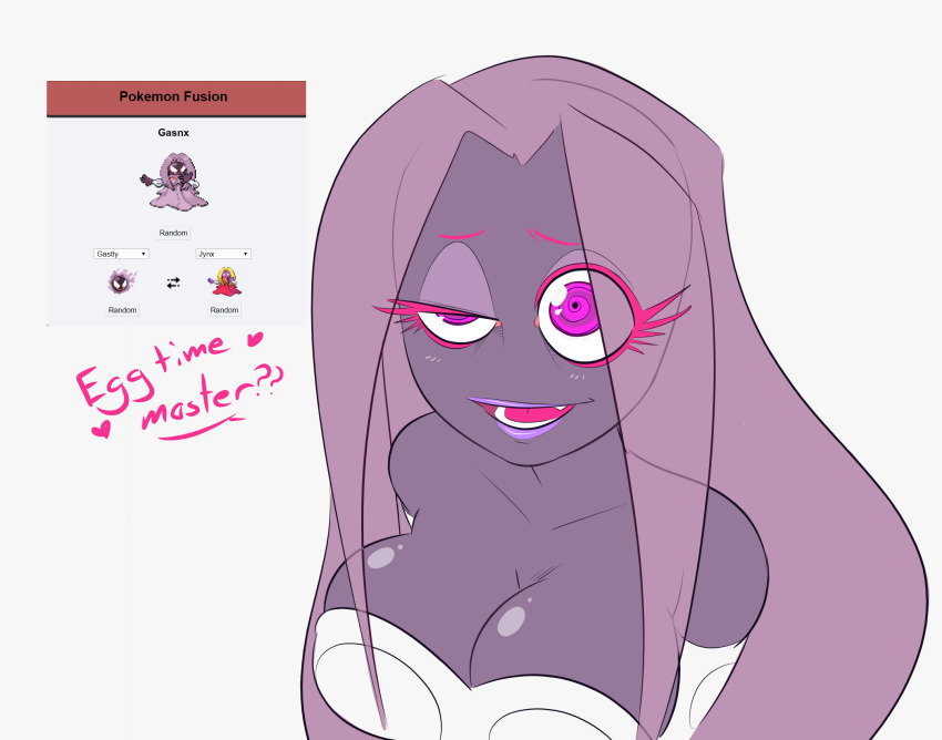 artist request, big breasts, breasts, female, fusion, gastly, inviting to sex, jynx, pokemon, pokemon (species), pokemon fusion, source request