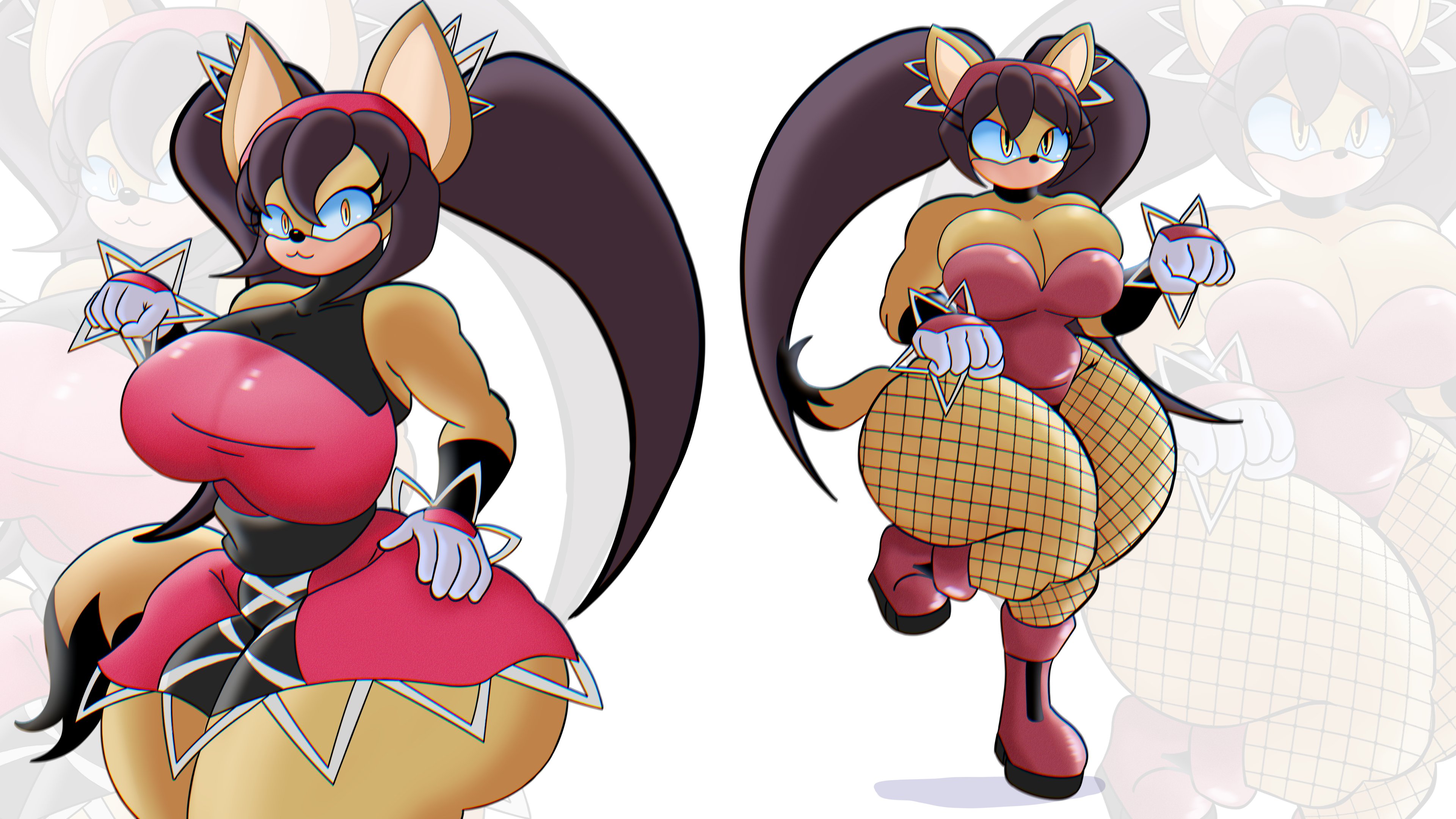 amber eyes, big ass, big breasts, black hair, breasts, breasts bigger than head, cat ears, cat tail, catgirl, fishnet legwear, fishnets, gelycall, honey the cat, huge ass, huge breasts, long hair, sega, sonic (series), sonic the fighters, tagme, thick thighs, twintails, voluptuous, voluptuous female
