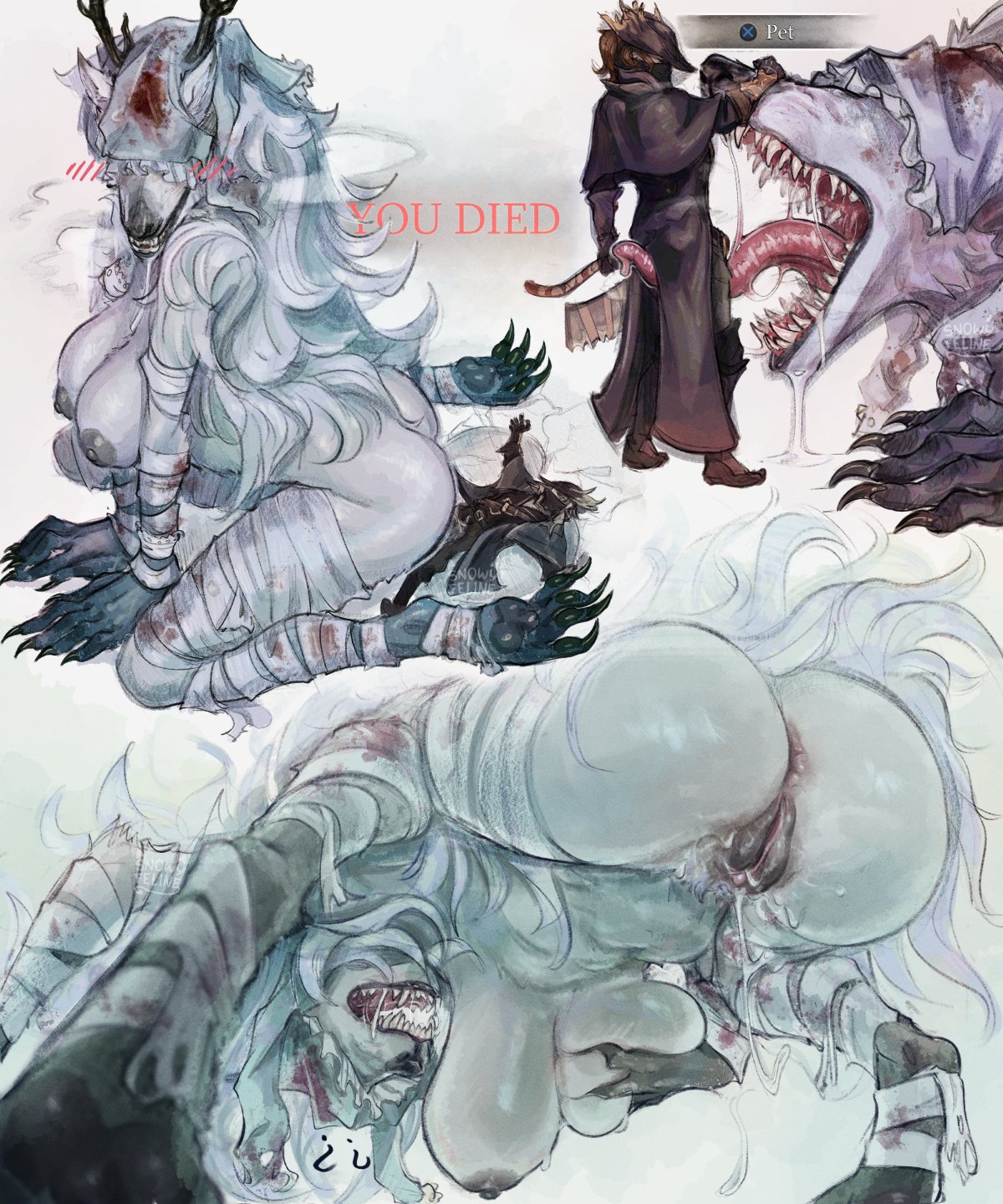1girls, big ass, big breasts, bloodborne, breasts, female, giantess, huge ass, huge breasts, larger female, size difference, snowyfeline, taller female, vicar amelia